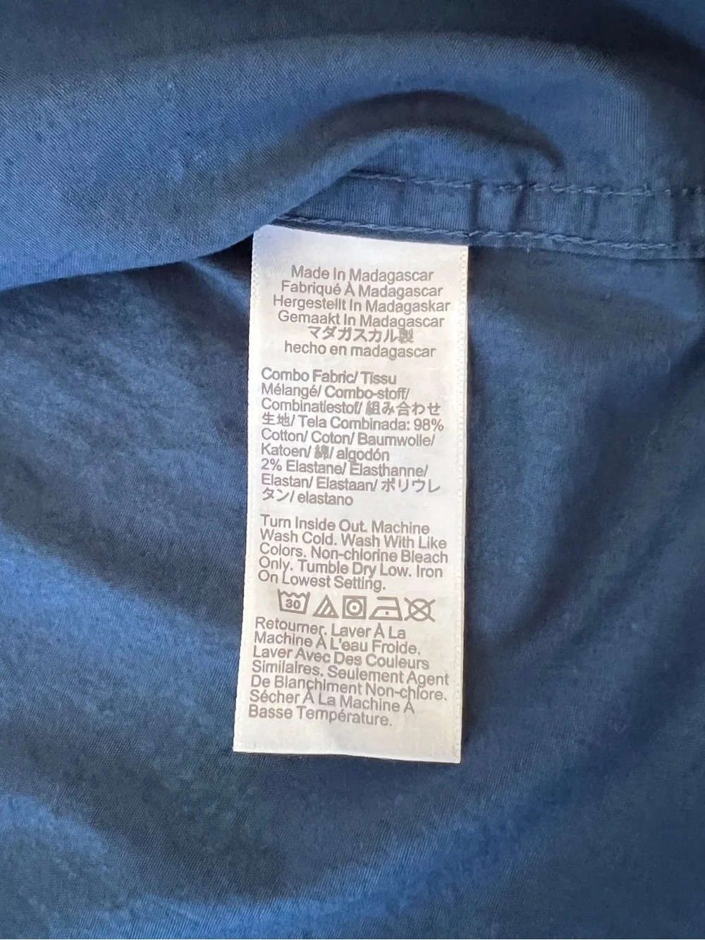 J. Crew Flex Washed Shirt Mens XL Navy Teal Print Short Sleeve Button Down NWOT